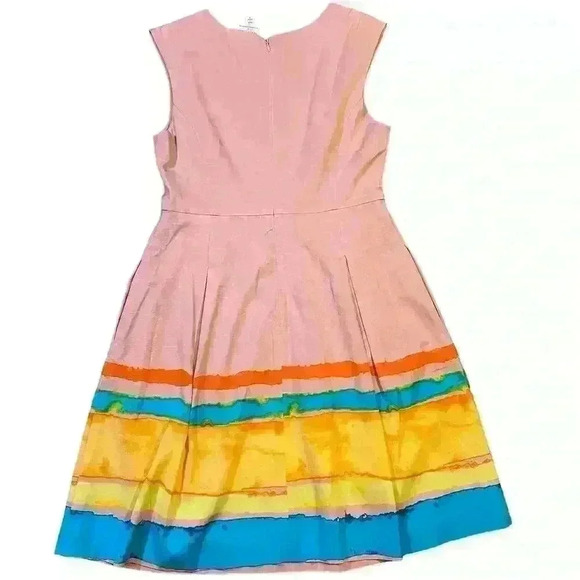 Pink and Blue Pleated A-Line Mini Dress - Picture 4 of 6